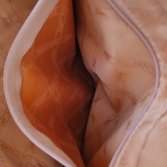 Longchamp Paris Legacy Orange Saddle Pebble Leather Zip Tote Bag Purse Medium - Picture 6 of 12